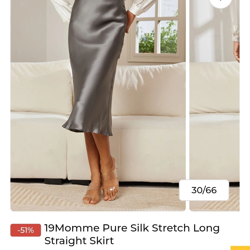 Silksilky Chic Silver Silk Pencil Skirt